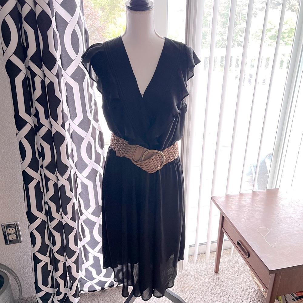 Express Ruffle Sleeve MIDI Dress LBD